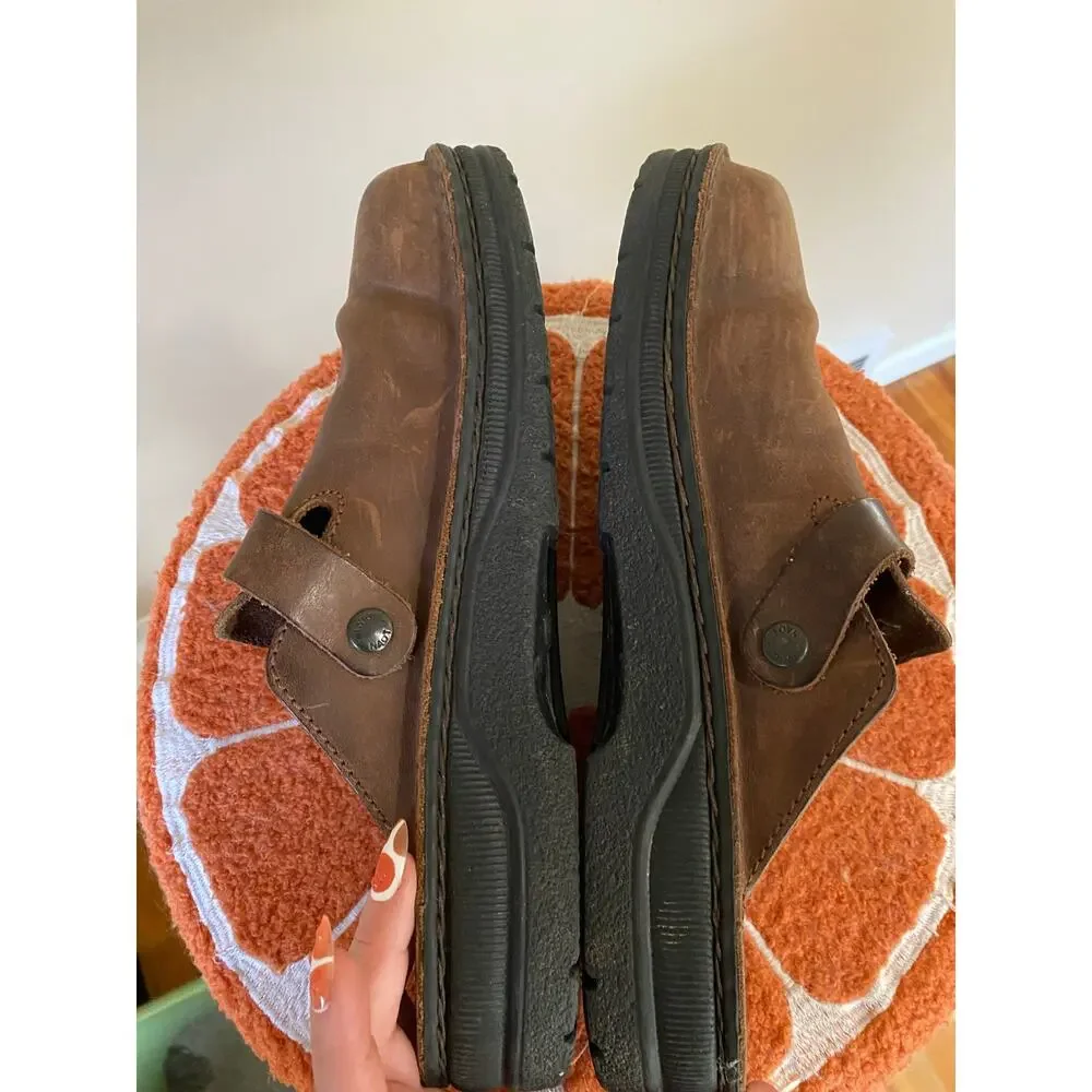 Naot Fiord Mule Sandals Mens 12 EU 45 Brown Leather Slip On Sandal Clog Shoe